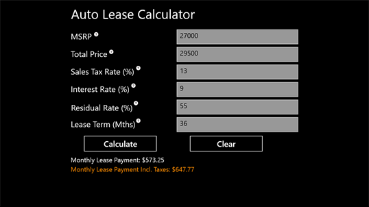 Auto Lease Calculator screenshot 2