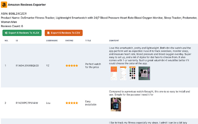 Amazon reviews exporter | images & CSV & XLSX