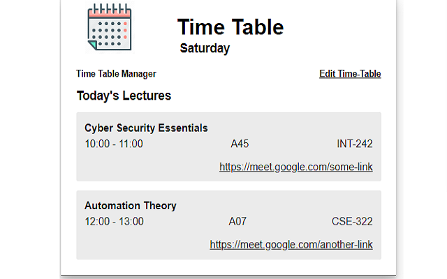 Time Table Viewer & Manager