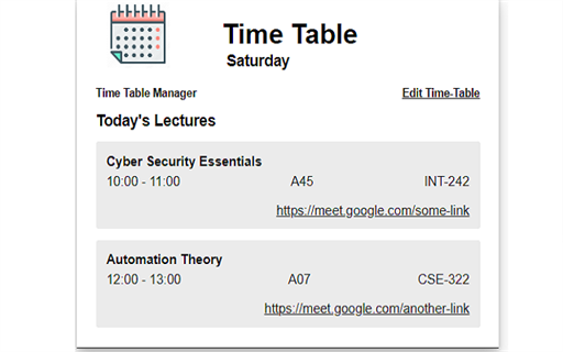 Time Table Viewer & Manager - Online Class Organizer