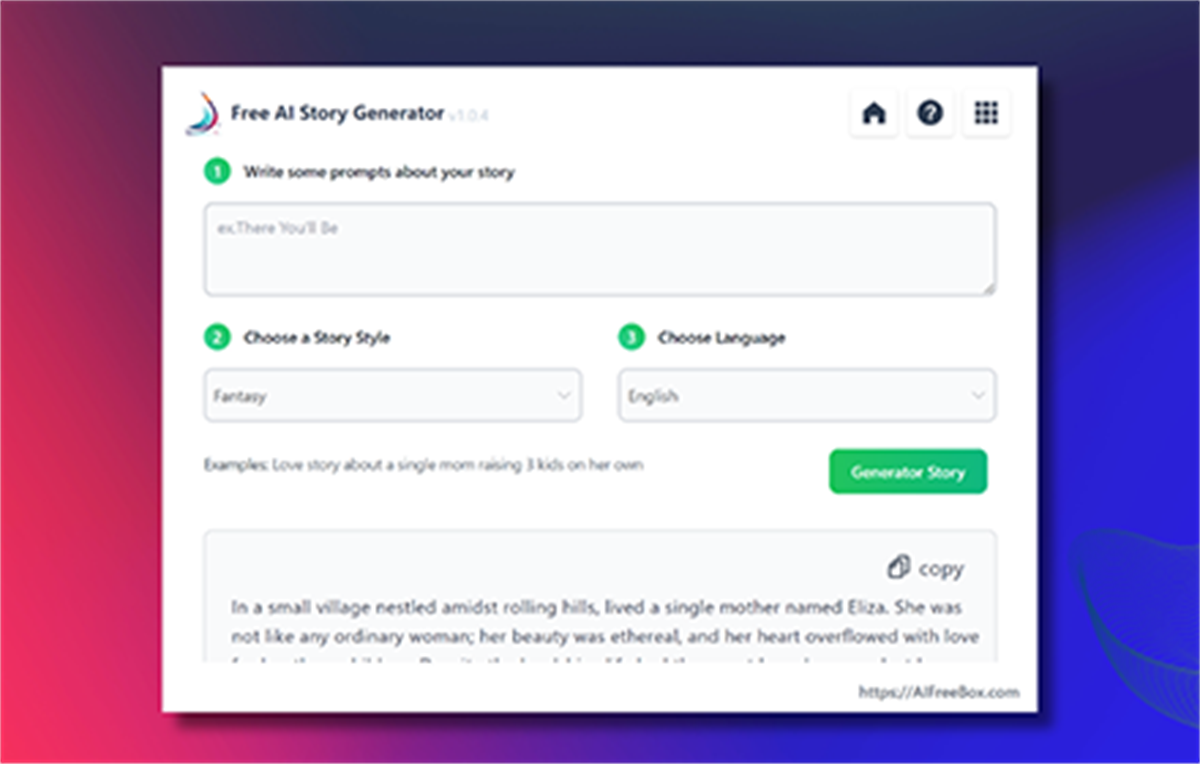 Free AI Story Generator: AIFreeBox