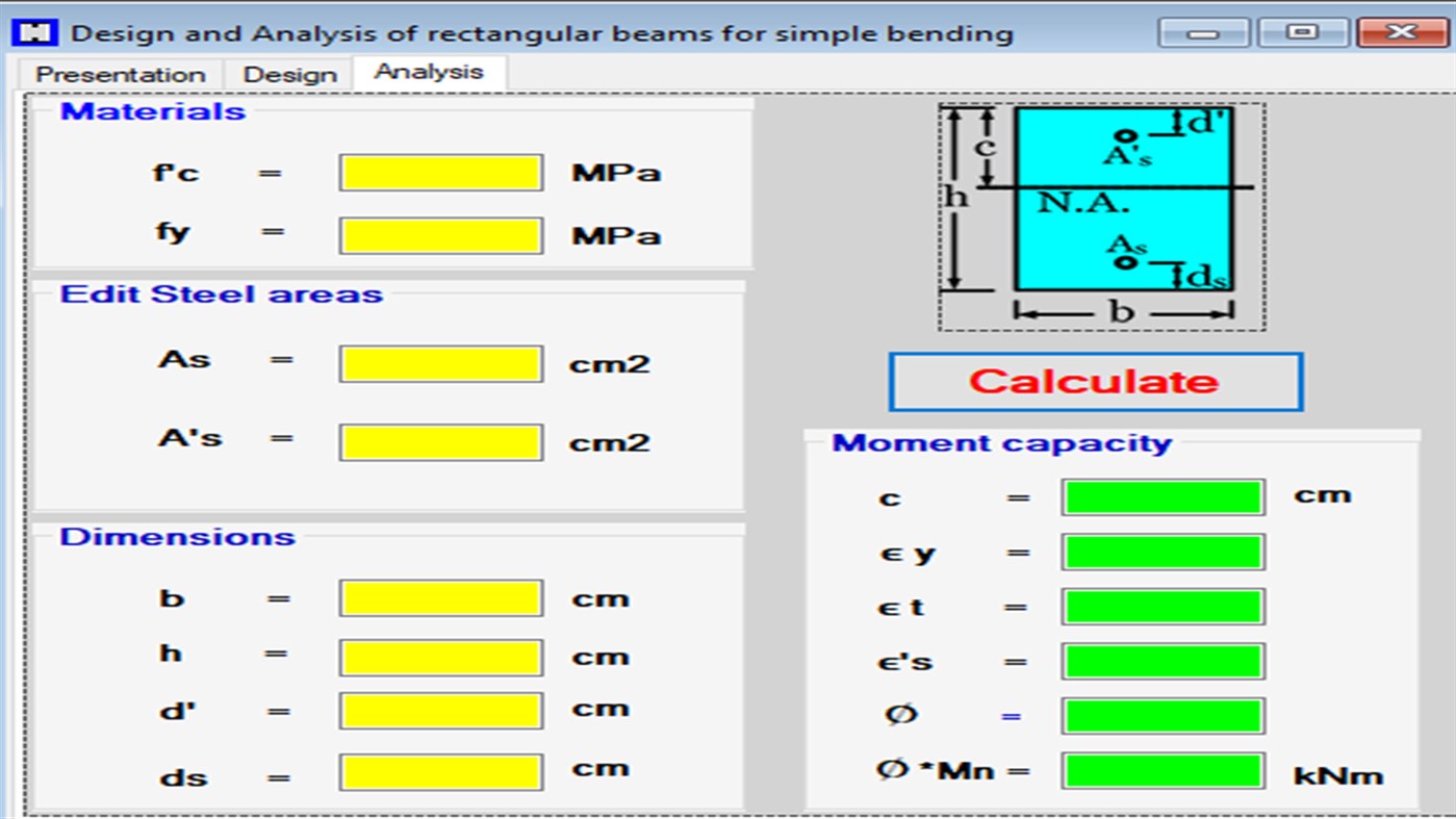 #5. Flexural Design & Analysis of Rectangular Beams (ACI318-14) (Windows) 由: BSAIBES Engineering