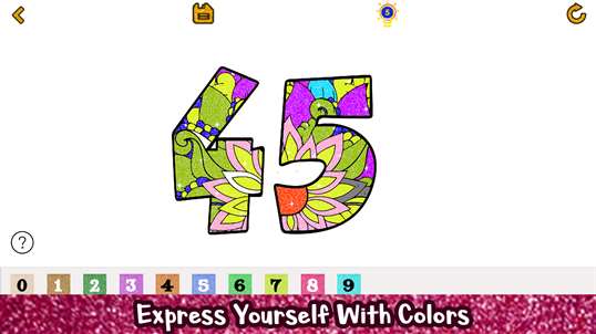 Numbers Glitter Color by Number - Adult Coloring Pages screenshot 3