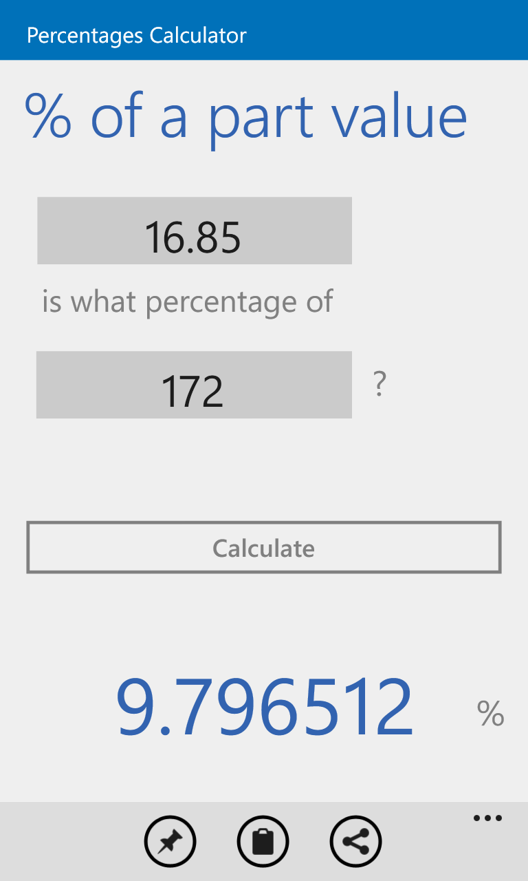 Percentages Calculator for Windows 10 Mobile