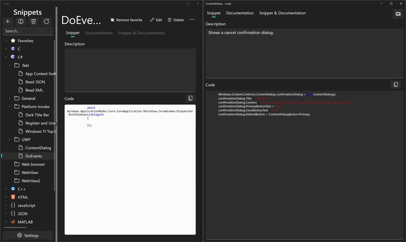 #4. Codly Snippet Manager (Windows) By: Quinn's Computing