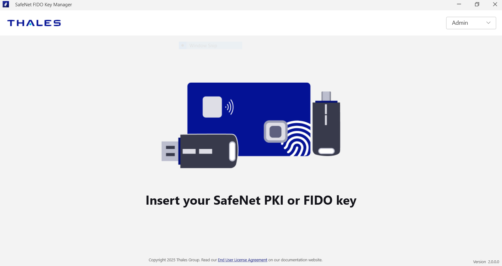 SafeNet FIDO Key Manager screenshot