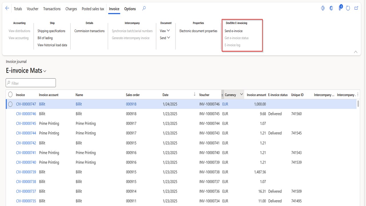 Snapshot 2 of DevElite E-invoicing