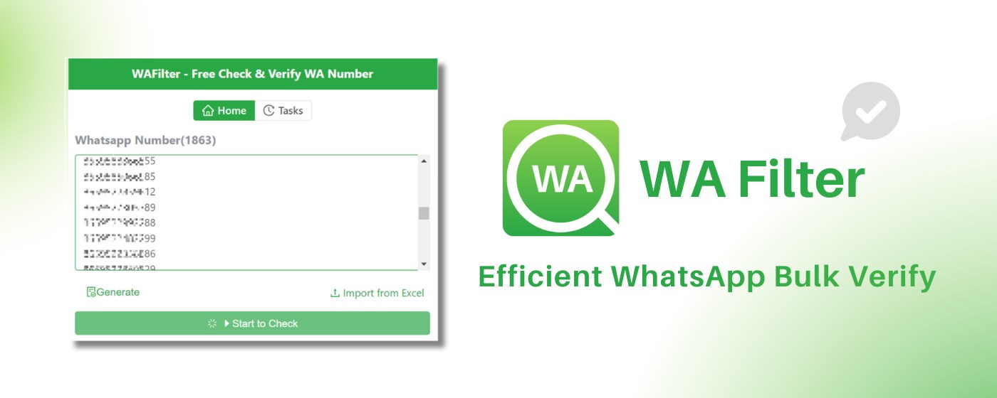WAFilter - Free Check & Verify WA Number marquee promo image