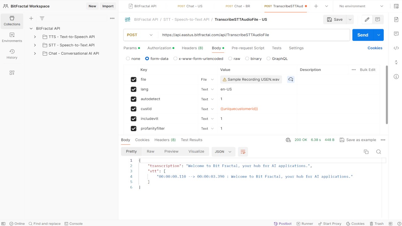 Snapshot 4 of BitFractal Transcriber Speech to Text (STT) API