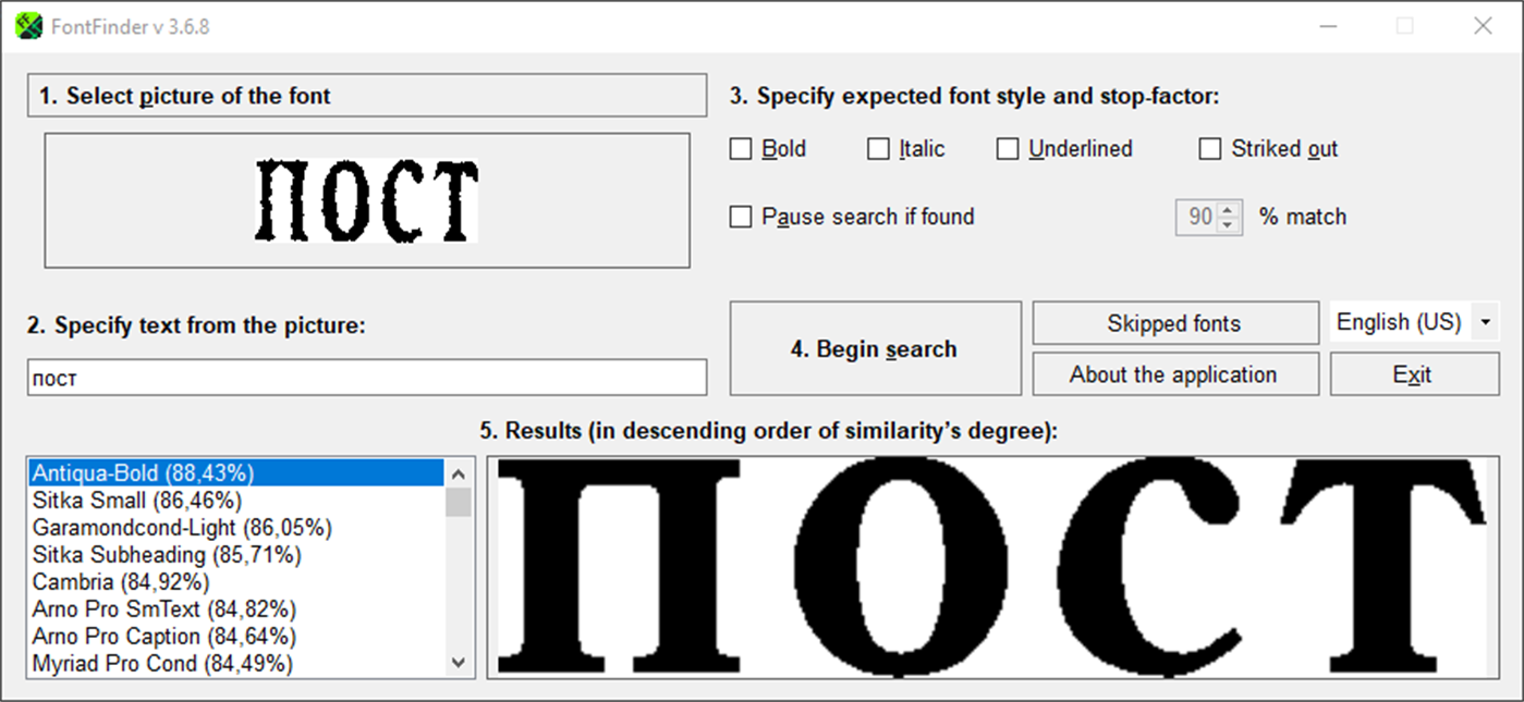 #1. Font finder by FDL (Windows) 由: RD AAOW Free development lab