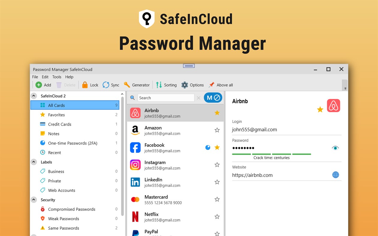 #1. Passwords & Codes－Safe (Windows) 作者: SAFEINCLOUD S.A.S.