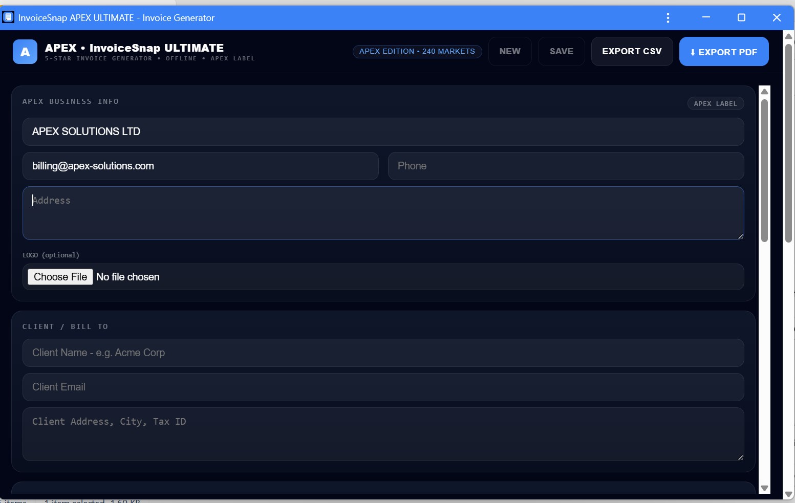 InvoiceSnap APEX ULTIMATE screenshot