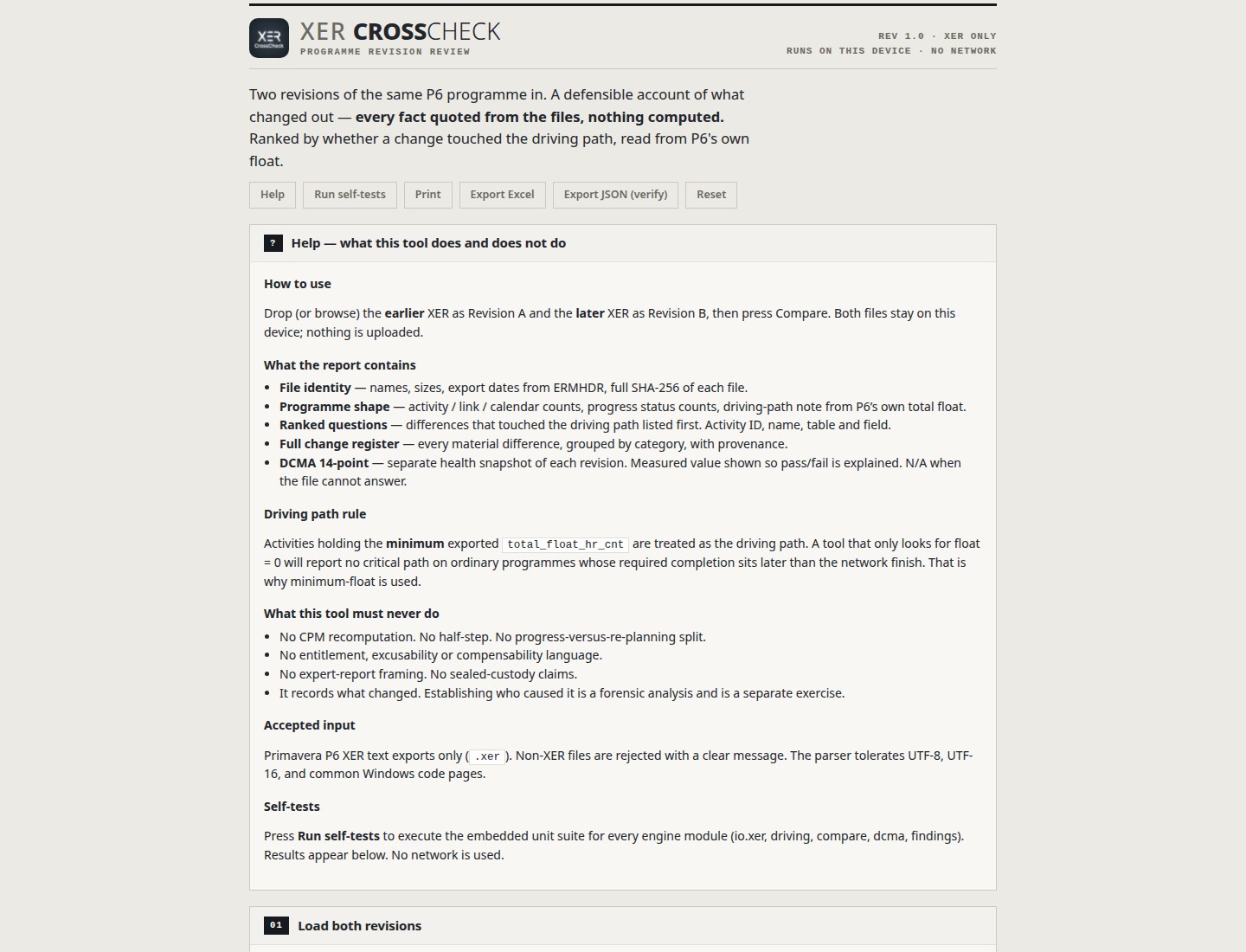 XER CrossCheck screenshot