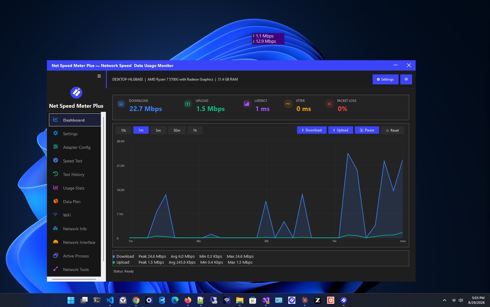 Net Speed Meter Plus - Windows にダウンロードしてインストール