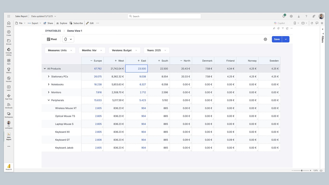 Snapshot 3 of Jedox Planning Visual for Power BI