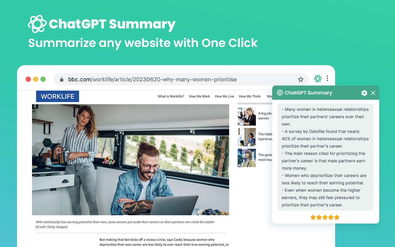 ChatGPT Summary - AI for websites, videos