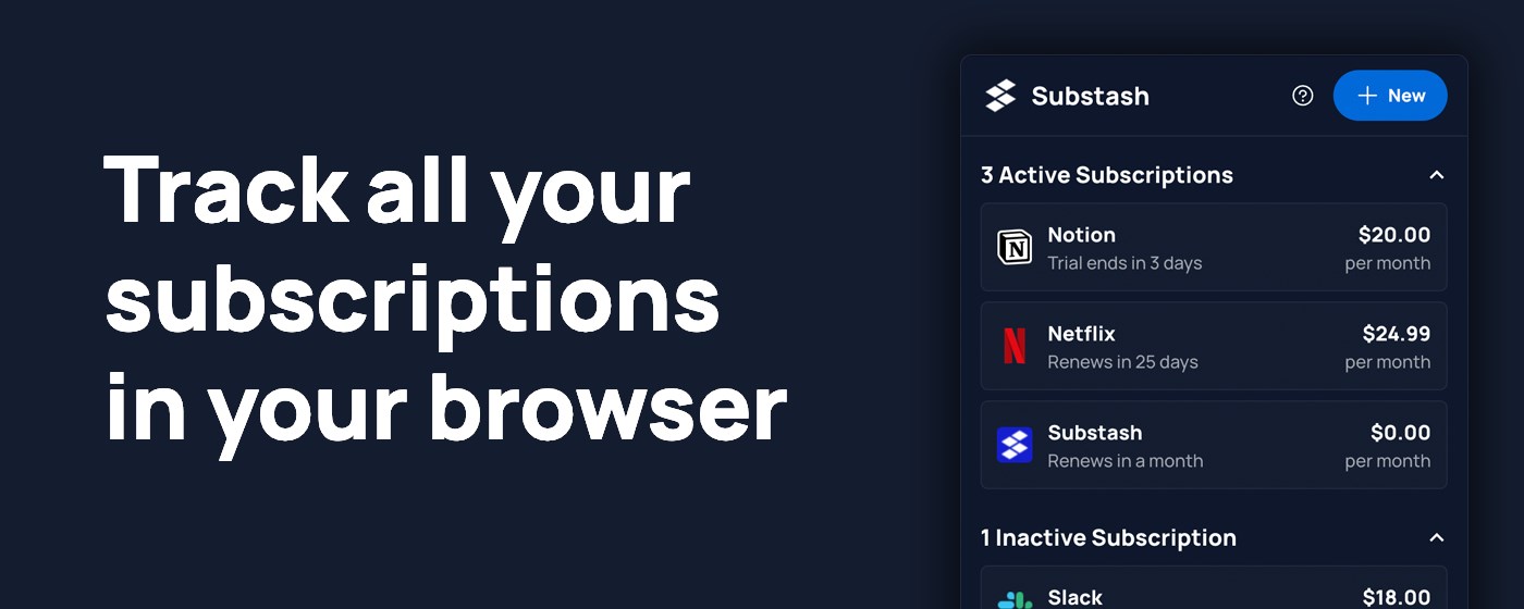 Free Subscription Tracker | Substash