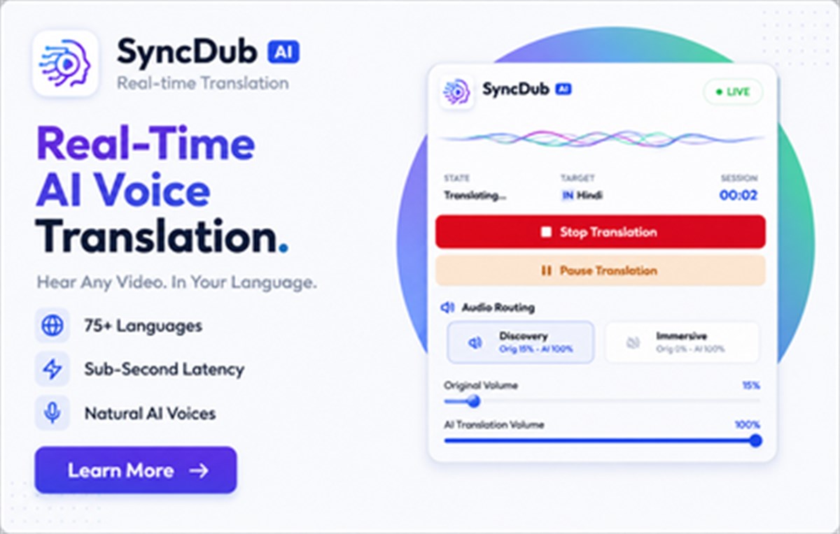 SyncDub AI - Real-Time Live Dubbing