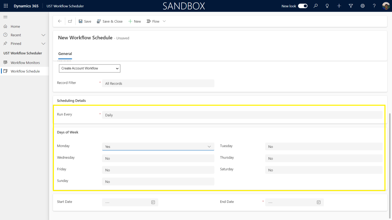 Snapshot 4 of UST Workflow Scheduler for Dynamics 365