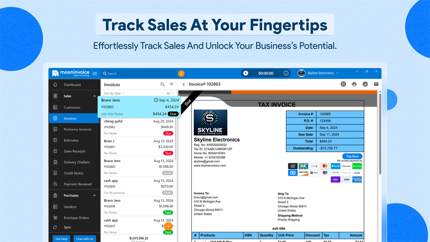 #8. Invoice Maker & Estimate Creator by Moon Invoice (Windows) 来自: Moon Technolabs Pvt. Ltd.