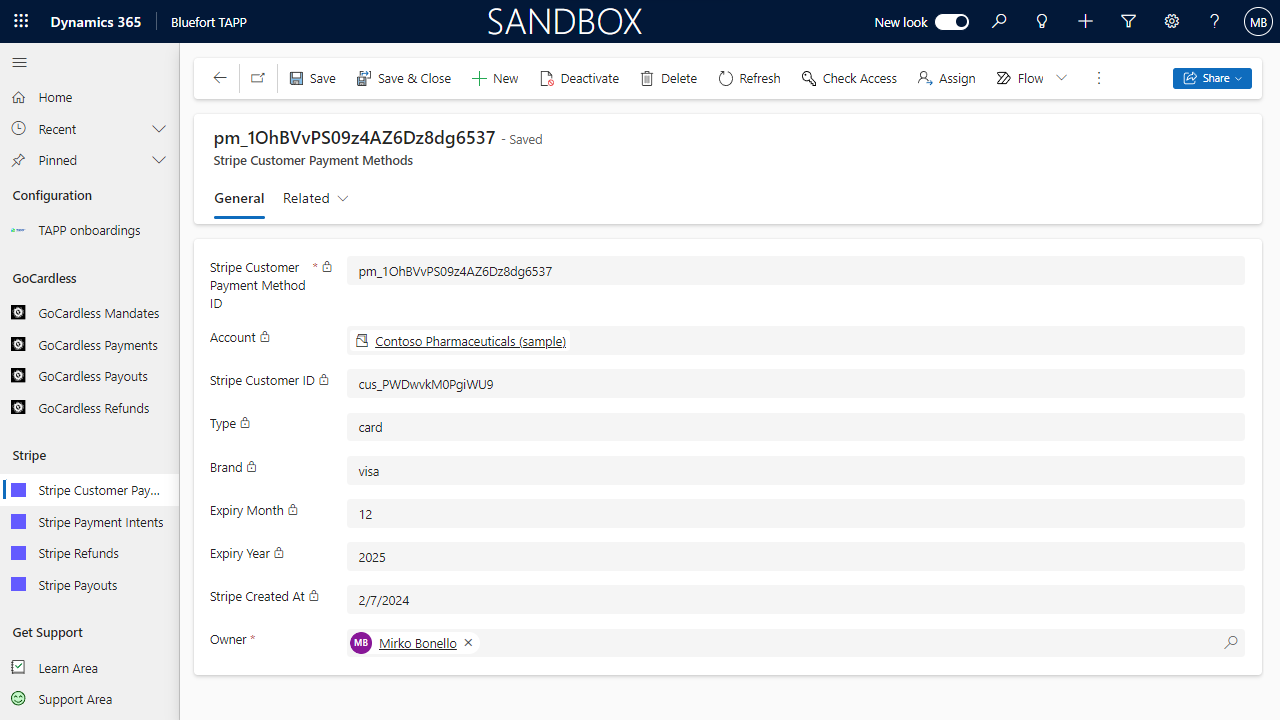 Snapshot 4 of Stripe for Dynamics 365 Sales - TAPP