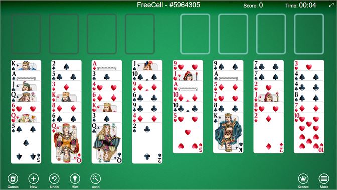 freecell solitaire - green felt - 123 games free