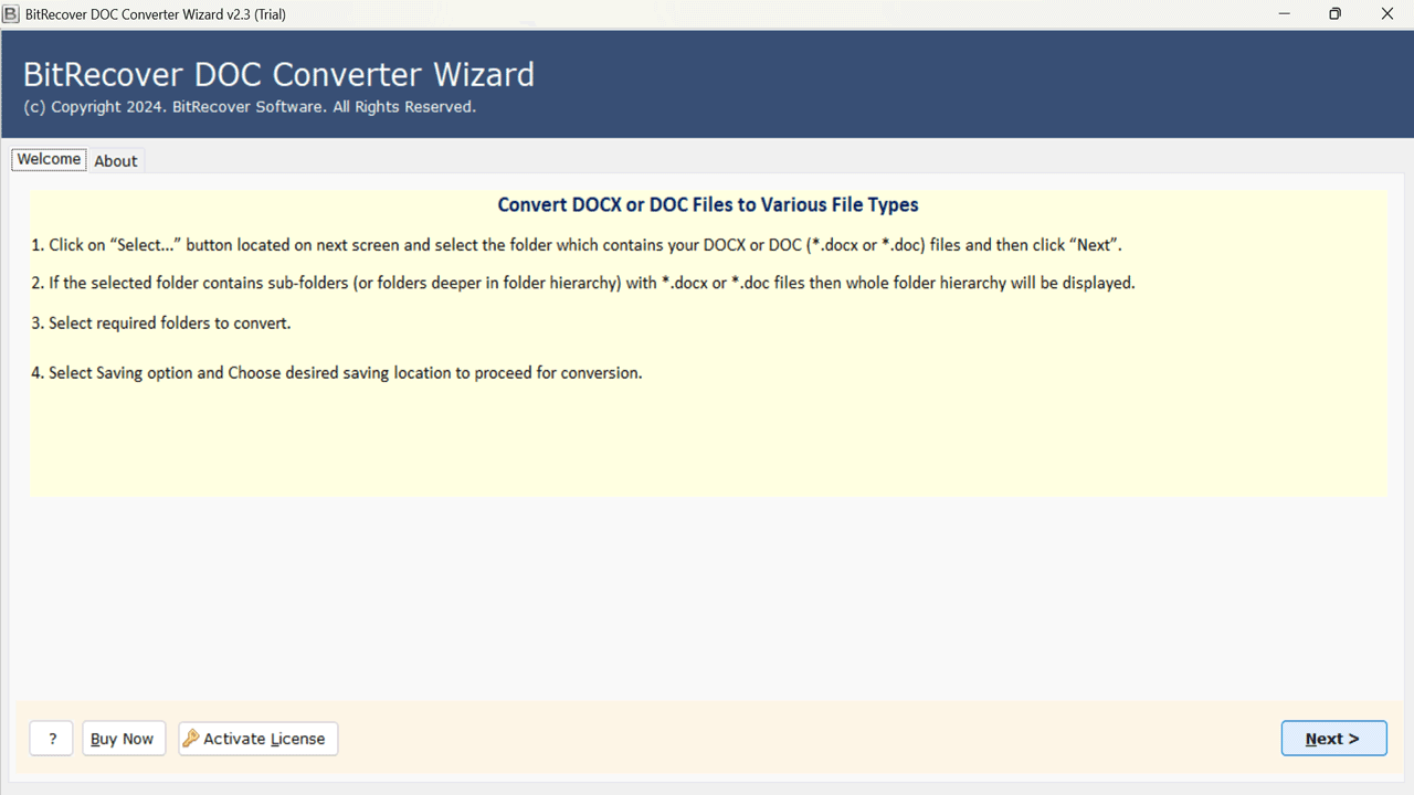Snapshot 2 of BitRecover for DOC to RTF Converter