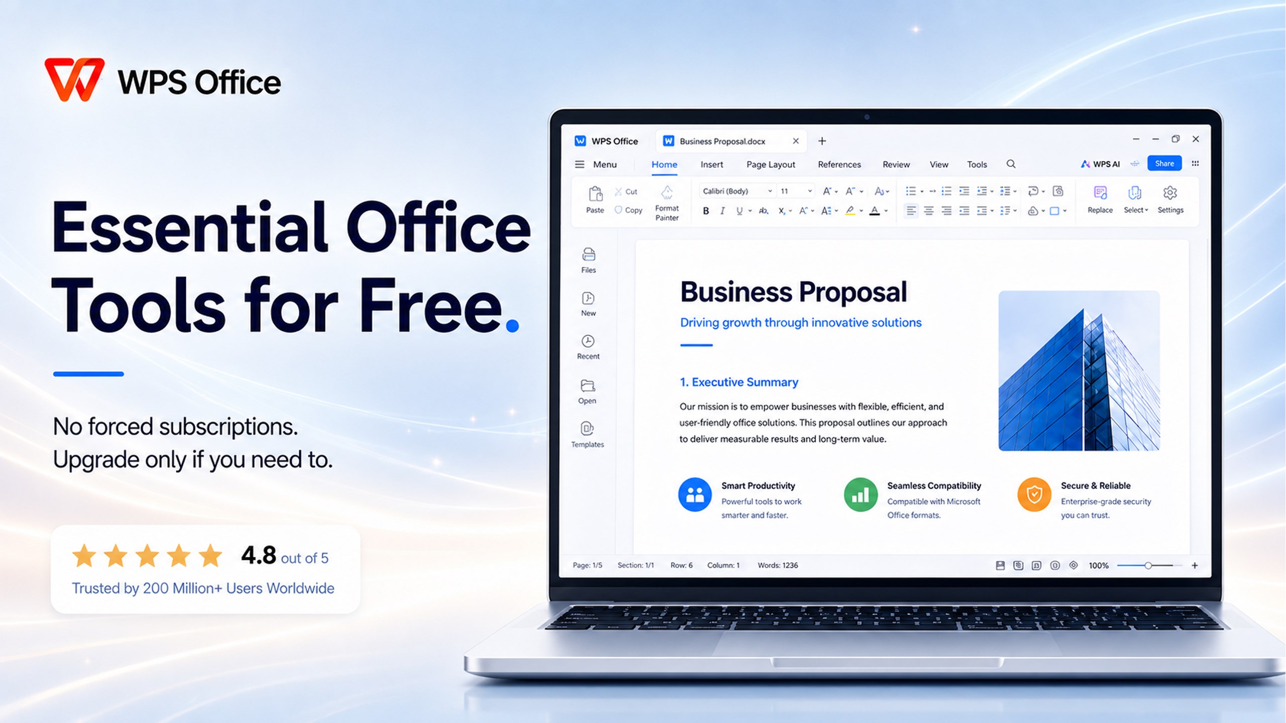 WPS Office - PDF, Word, Excel, PPT Viewer & Editor (UWP) screenshot