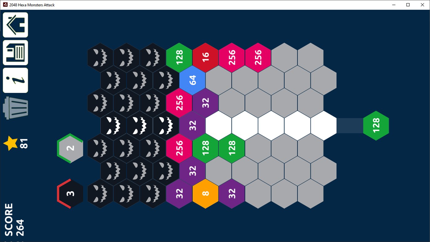 #3. 2048 Hexa Monsters Attack: Shoot n Merge Numbers (Windows) بواسطة: Amr Hassan