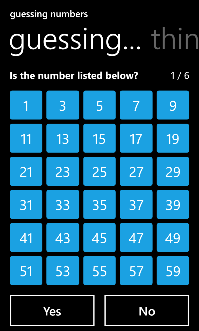 Guessing Numbers for Windows 10 Mobile