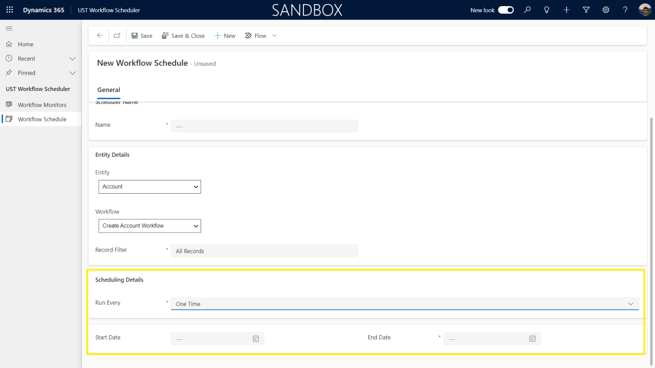 Snapshot 5 of UST Workflow Scheduler for Dynamics 365