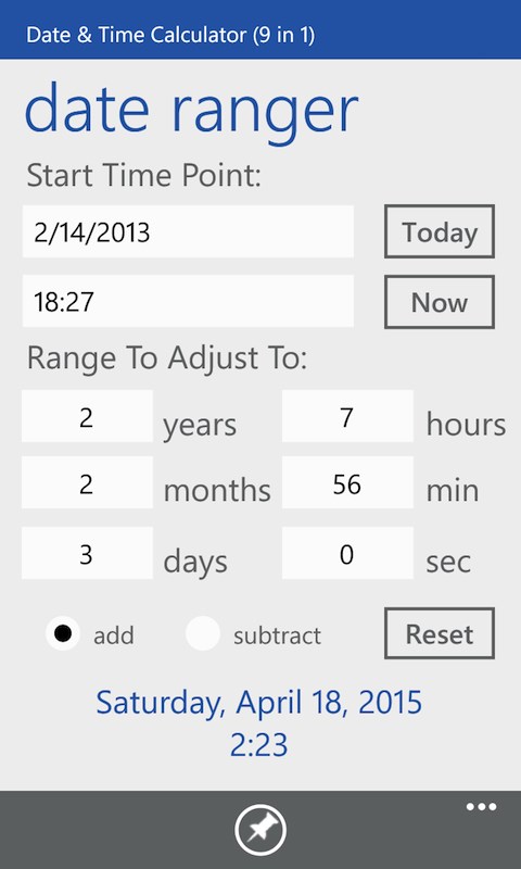 Date time calculator 9 in 1 for windows 10 mobile