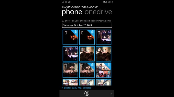 Screenshot: Select photos on your phone that are not OneDrive