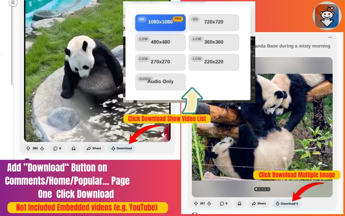 HD Downloader for Reddit - Video With Sound & Image - Edge add-on