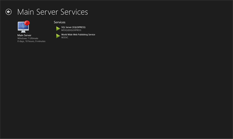 Screenshot: List of monitored services