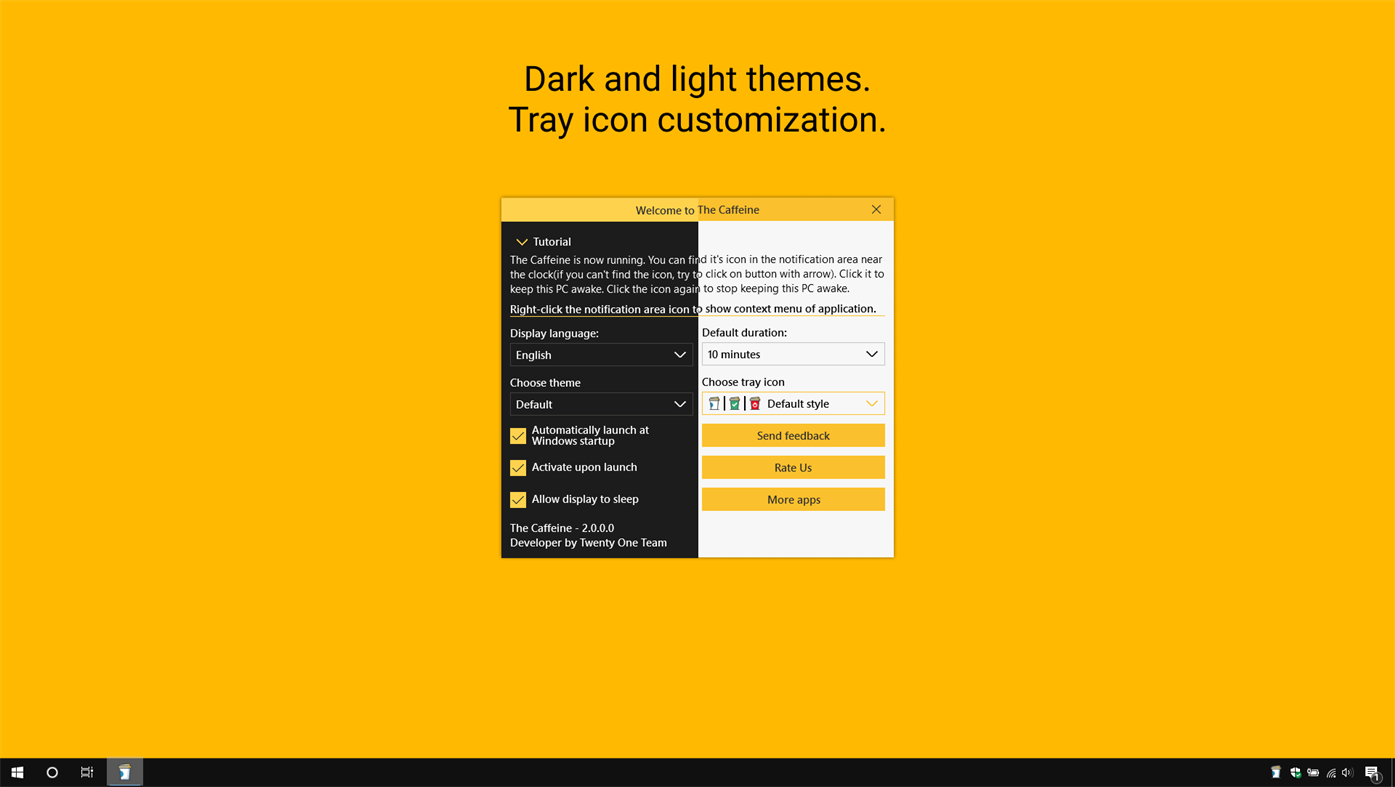 #5. The Caffeine, keep your PC awake (Windows) Bởi: Twenty One Team