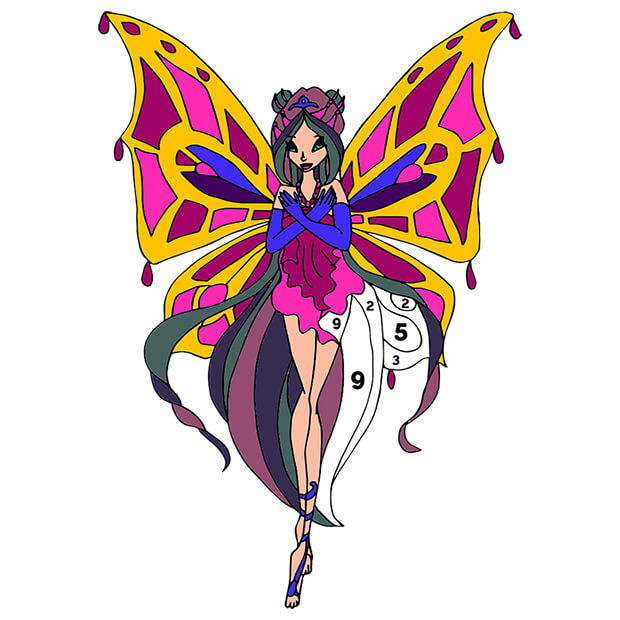 Fairy Color by Number - Girls Coloring Book pages