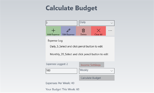 Calculate Budget screenshot 1
