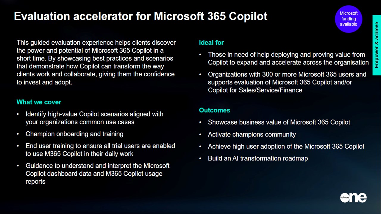 Snapshot 1 of Evaluation Accelerator for Microsoft 365 Copilot by SoftwareOne