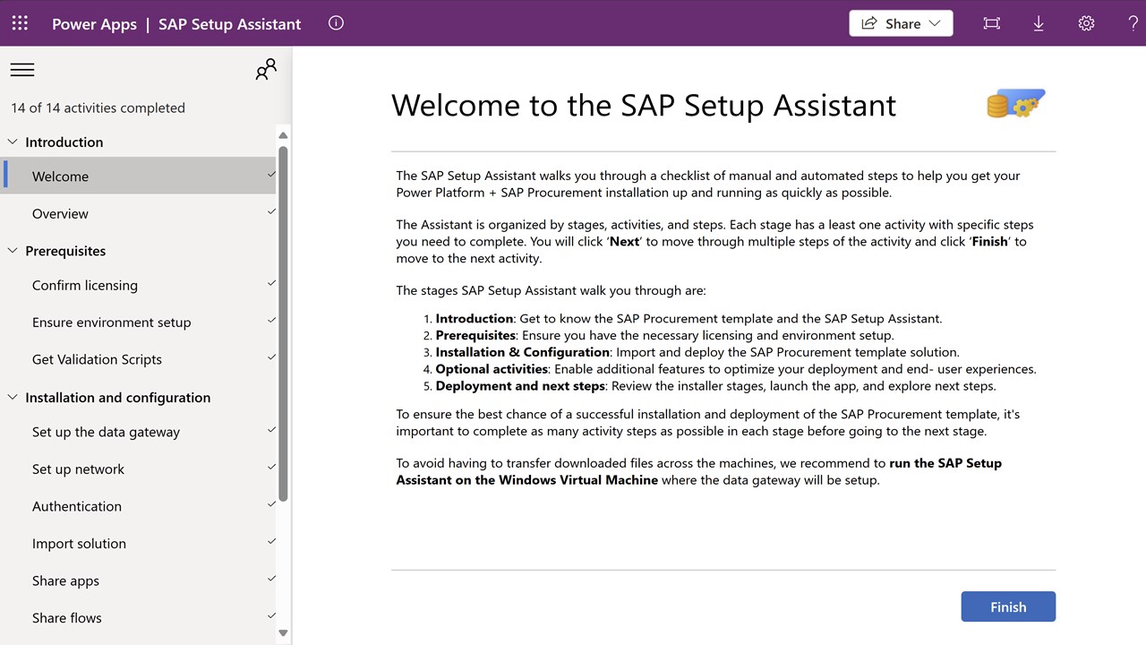Snapshot 1 of SAP Setup Assistant