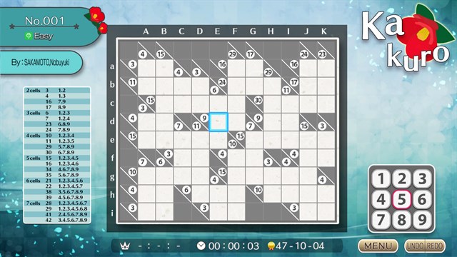 Puzzle by Nikoli W Kakuro screenshot 2