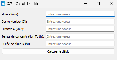 SCS - Calcul de Débit / SCS Runoff Calculator screenshot