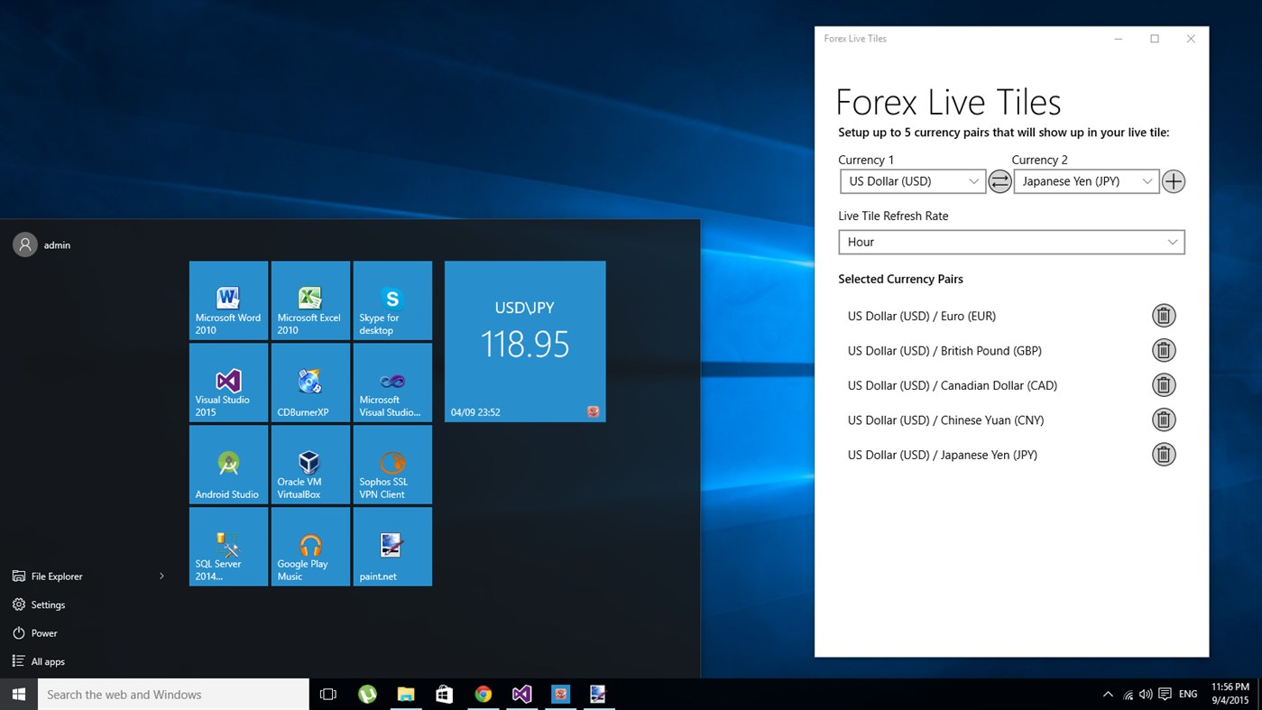 #2. Forex Live Tile (Windows) Ved: MobileAnarchy