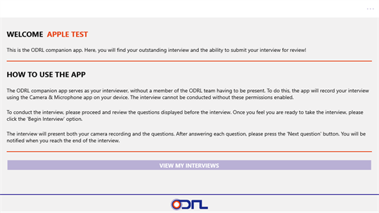 ODRL Interviewer screenshot 2