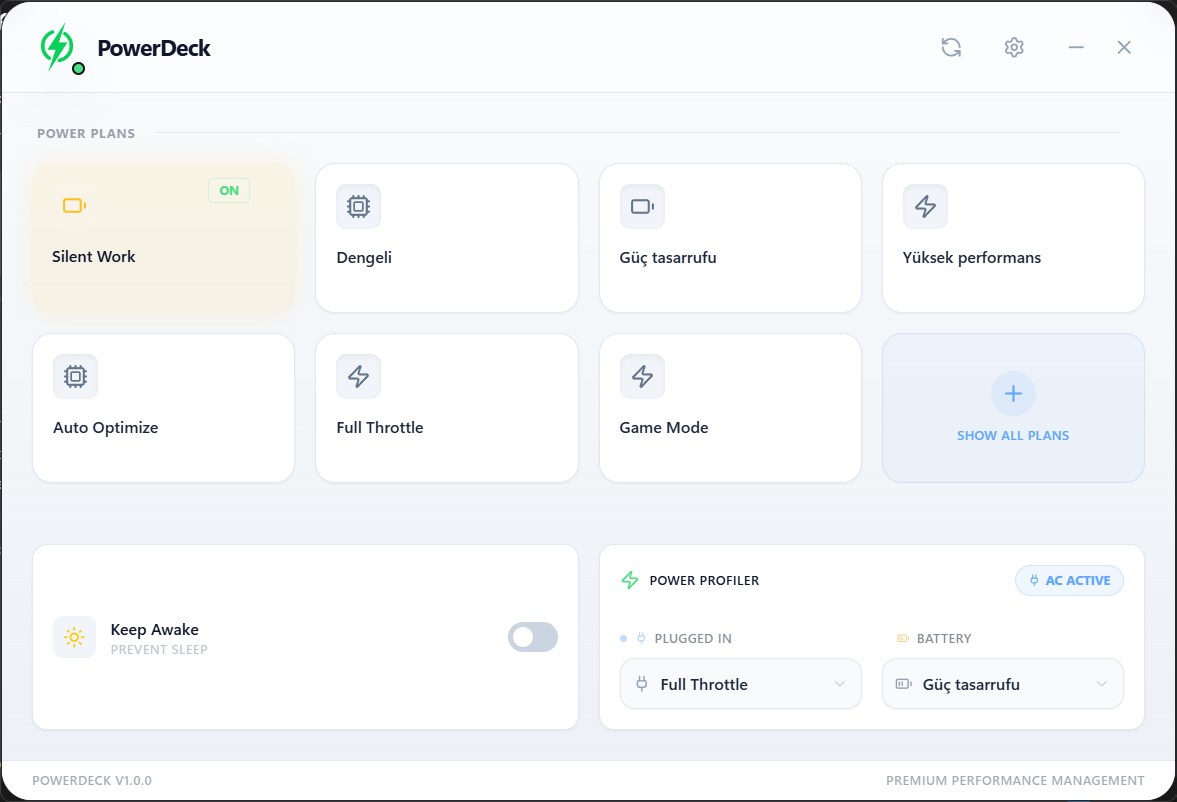 PowerDeck performance controls