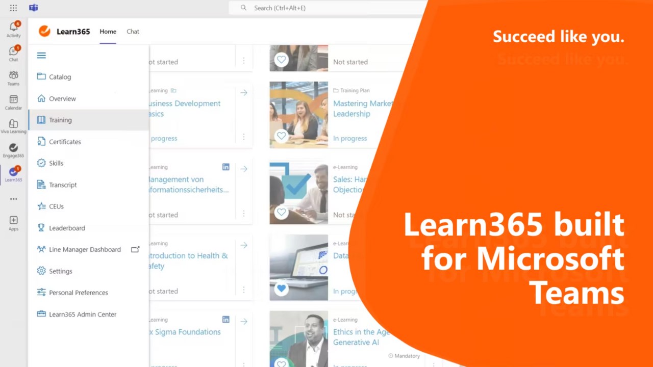 Snapshot 1 of Zensai Learn365 Learning Management System (LMS) for SharePoint and Teams