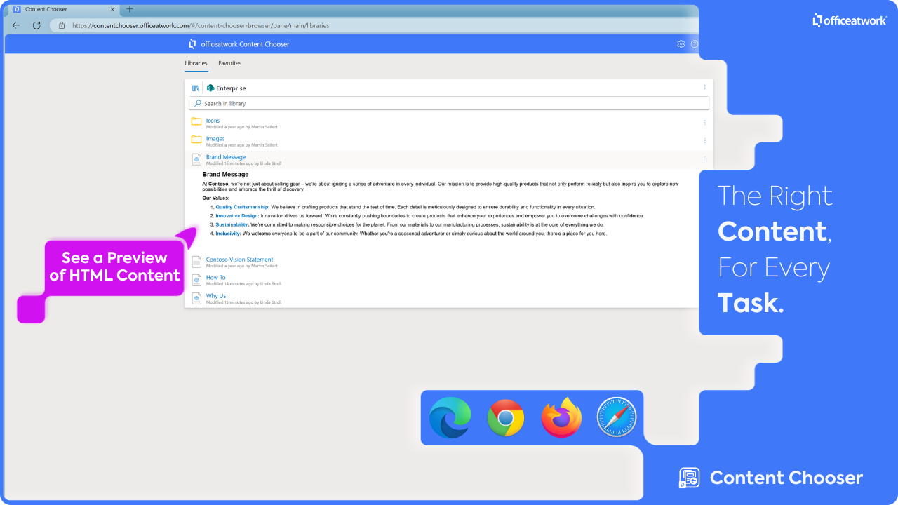 Snapshot 7 of officeatwork | Content Chooser for the Browser