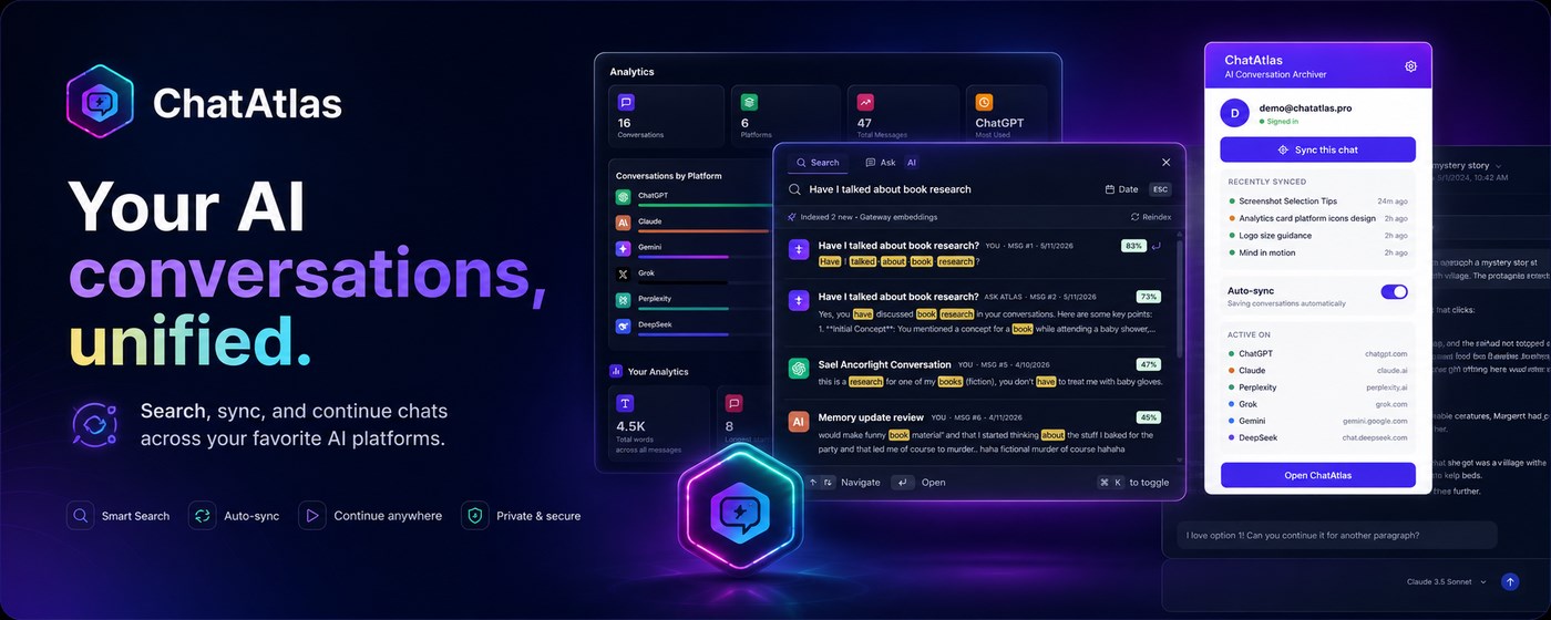 ChatAtlas — AI Chat History Search, Save & Export for ChatGPT