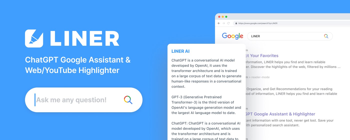 LINER: Chat AI Powered Search & Highlighter marquee promo image
