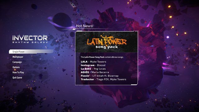 Invector: Rhythm Galaxy - Latin Power Song Pack screenshot 1